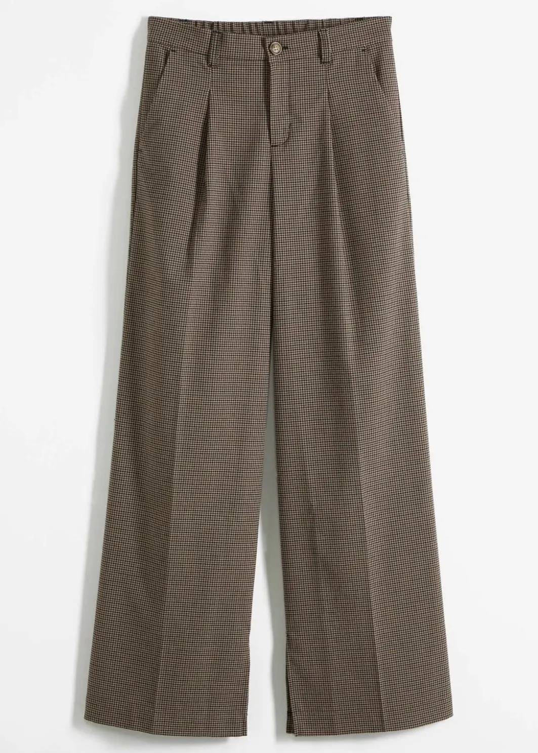 New Karierte Bundfaltenhose mit abnehmbarer Kette Damen Hosen
