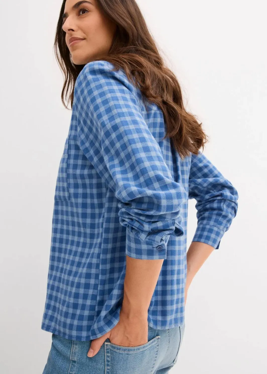 Damen bonprix Blusen & Tuniken|Bekleidung·Jacken & Mäntel|Karierte Hemdbluse aus reiner Baumwolle