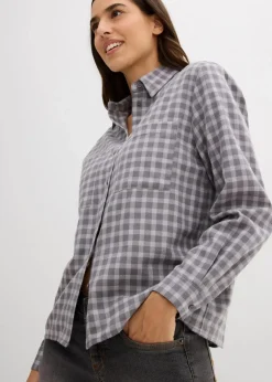 Sale Karierte Hemdbluse aus reiner Baumwolle Damen Bekleidung·Jacken & Mäntel|Blusen & Tuniken