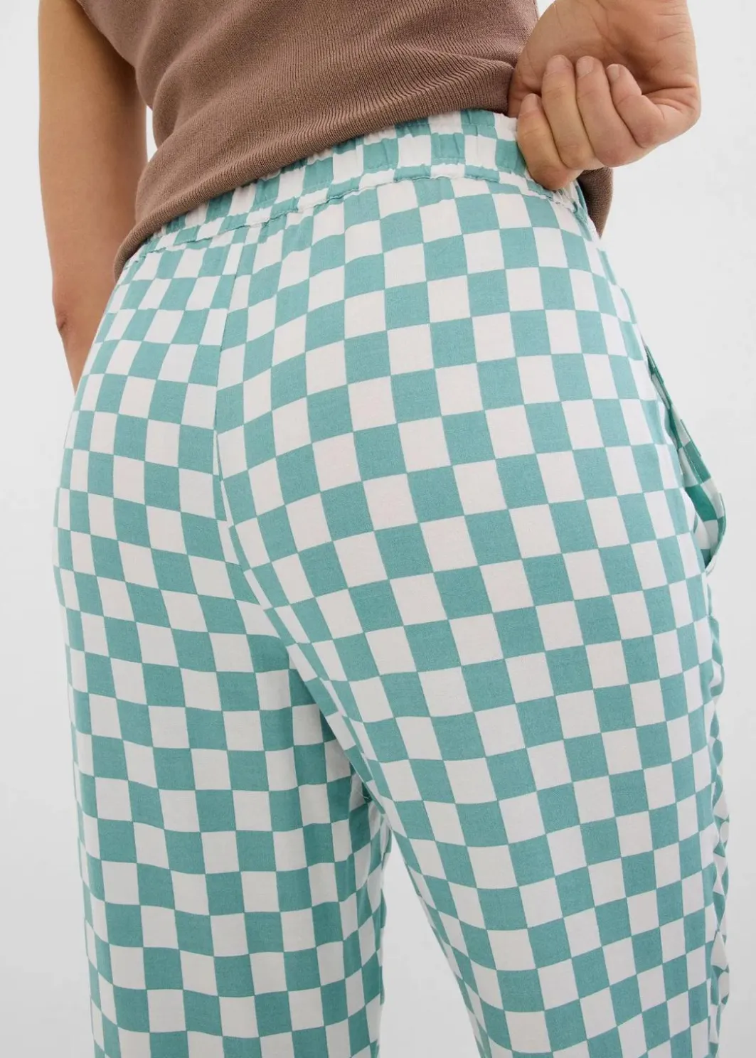 Best Karierte Marlenehose aus fließender Viskose Damen Bekleidung·Kleider|Hosen