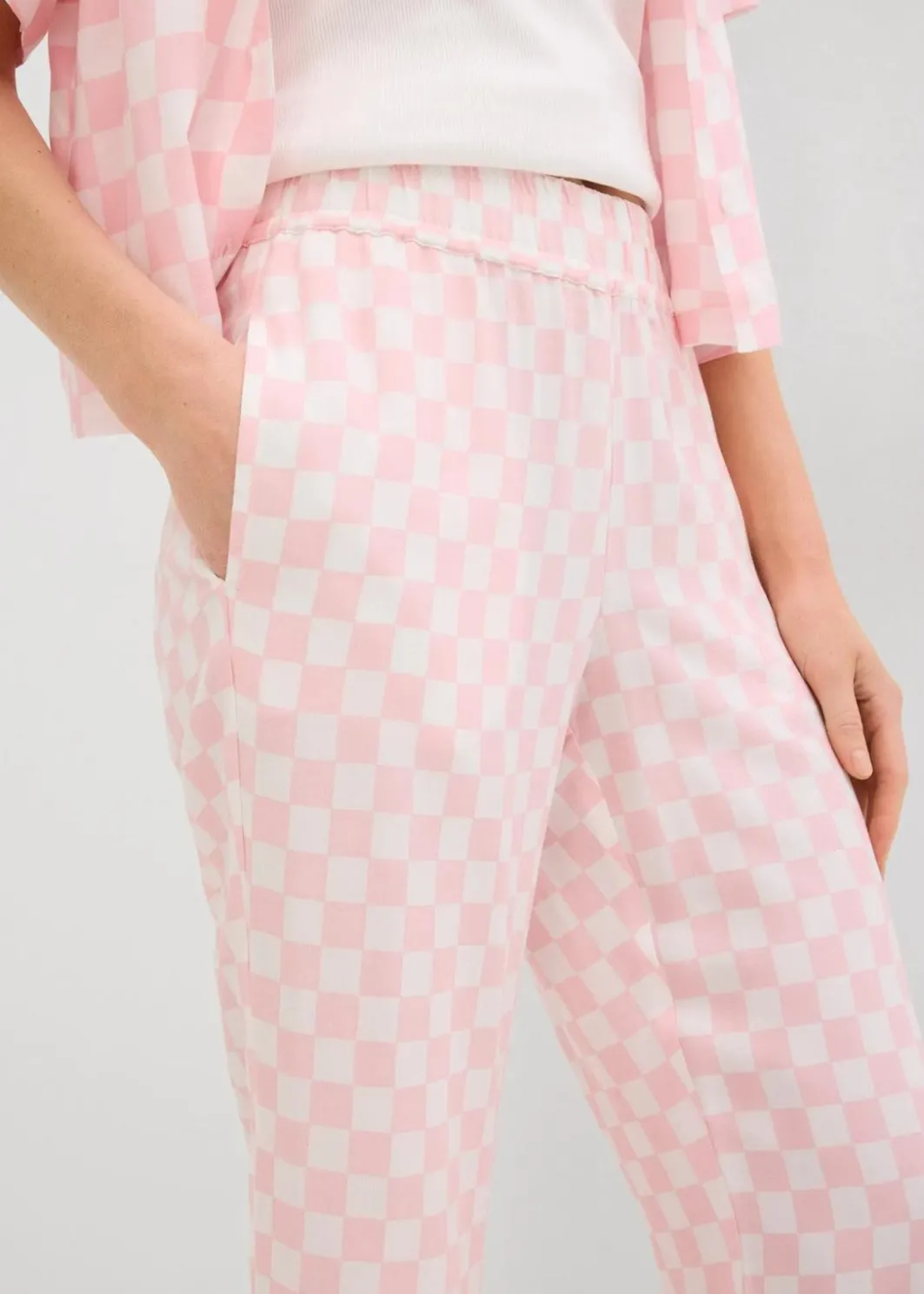 Sale Karierte Marlenehose aus fließender Viskose Damen Nachhaltigere Materialien|Hosen