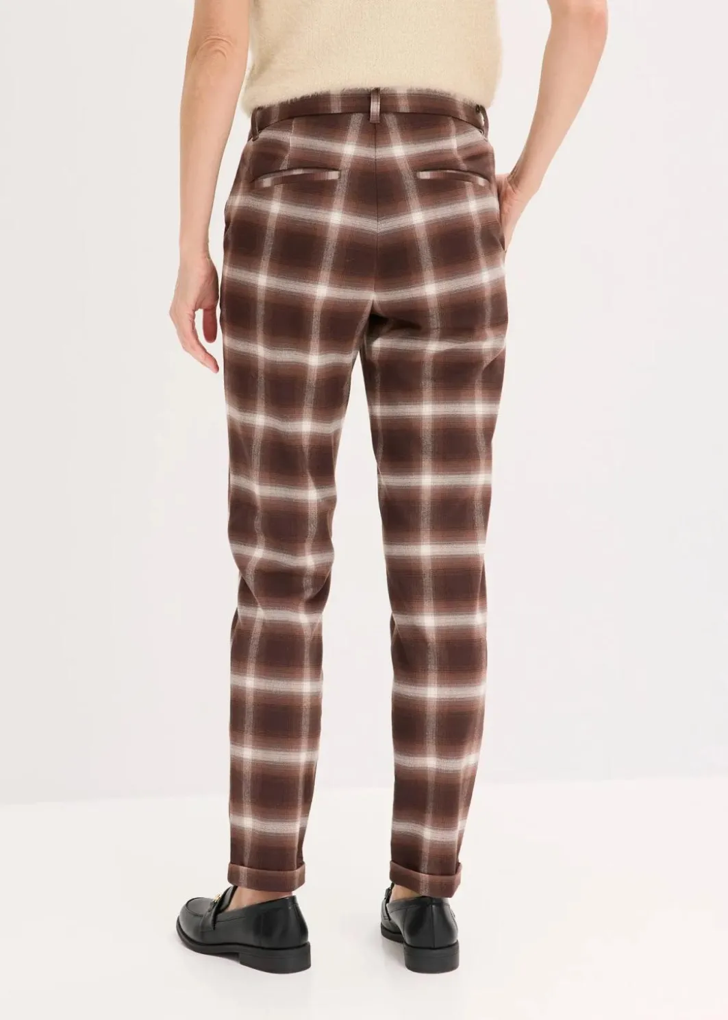 Damen bonprix Bekleidung·Kleider|Hosen|Karohose mit Umschlag
