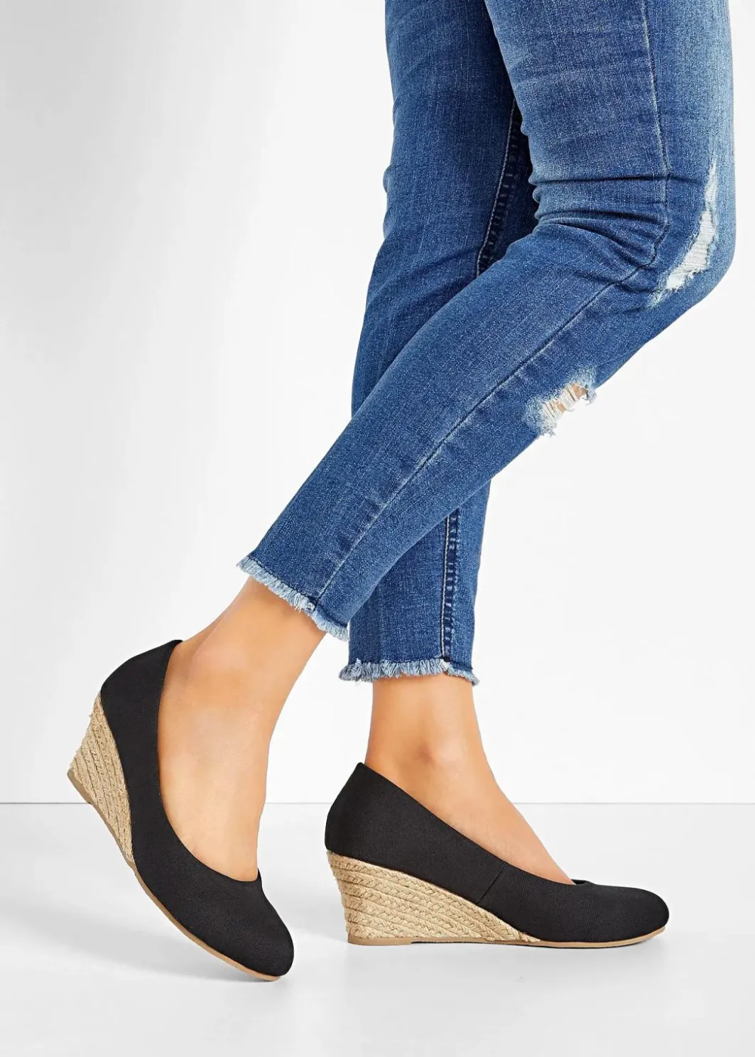 Damen bonprix Pumps|Keilpumps in Bastoptik