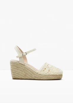 Damen bonprix Pumps|Keilpumps in Häkel-Optik