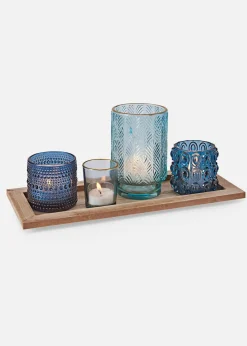 Online Kerzentablett mit 4 Teelichtgläsern Kerzenhalter|Wohnaccessoires