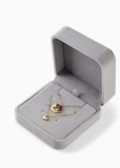 Clearance Kettenset (2-tlg.Set) mit Herzanhängern Damen Schmuck|Schuhe & Accessoires In Spezialgrößen·Schmuck