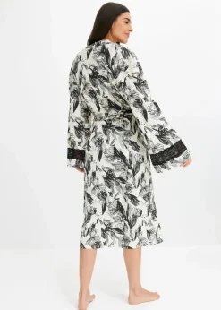 Kimono Bademantel aus softem Viskose-Mix Damen Wäsche·Bademäntel|Bademäntel