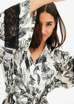 Kimono Bademantel aus softem Viskose-Mix Damen Wäsche·Bademäntel|Bademäntel