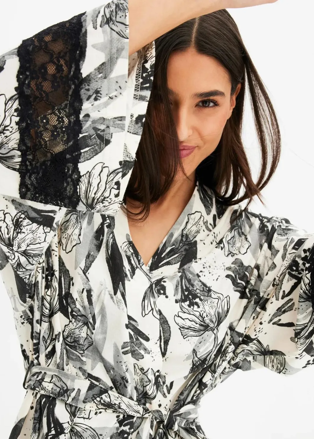 Kimono Bademantel aus softem Viskose-Mix Damen Wäsche·Bademäntel|Bademäntel