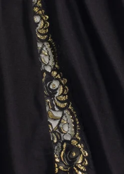 Damen bonprix Wäsche·Bademäntel|Bademäntel|Kimono Morgenmantel mit zarter Glitzerspitze