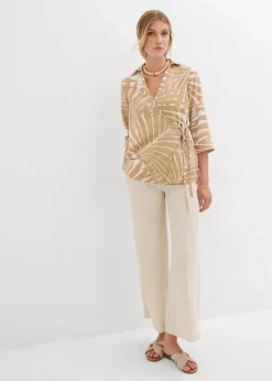 Damen bonprix Blusen & Tuniken|Bekleidung·Jacken & Mäntel|Kimono-Bluse in Leinenoptik