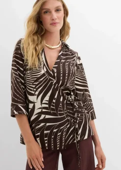 Damen bonprix Bekleidung·Jacken & Mäntel|Blusen & Tuniken|Kimono-Bluse in Leinenoptik