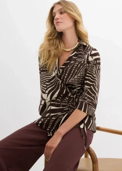 Damen bonprix Bekleidung·Jacken & Mäntel|Blusen & Tuniken|Kimono-Bluse in Leinenoptik