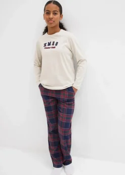 Clearance Kinder Pyjama mit Flanellhose aus weicher Baumwolle Kinder Jungen·Nachtwäsche|Mädchen·Nachtwäsche