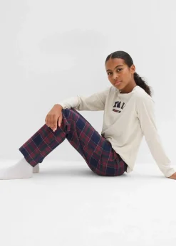 Clearance Kinder Pyjama mit Flanellhose aus weicher Baumwolle Kinder Jungen·Nachtwäsche|Mädchen·Nachtwäsche