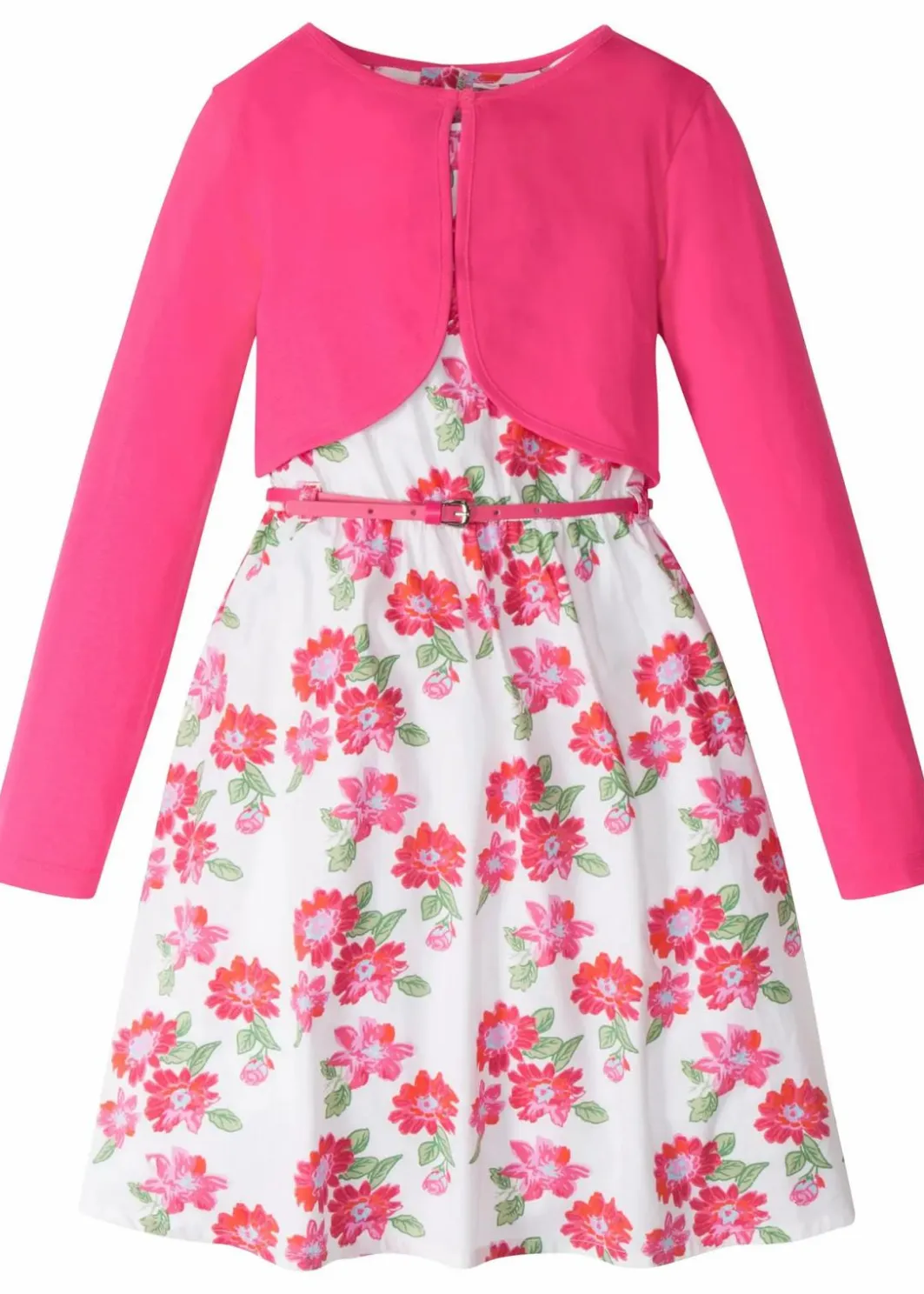 Kinder bonprix Mädchen 9-16 Jahre·Kleider & Jumpsuits|Kleid + Gürtel + Bolero (3-tlg. Set)