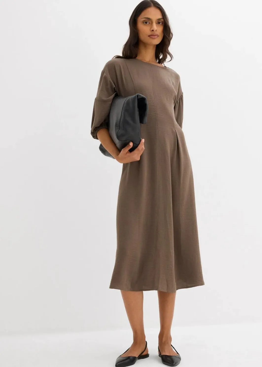 Damen bonprix Kleider|Bekleidung·Pullover & Strickjacken|Kleid aus Crinkleware
