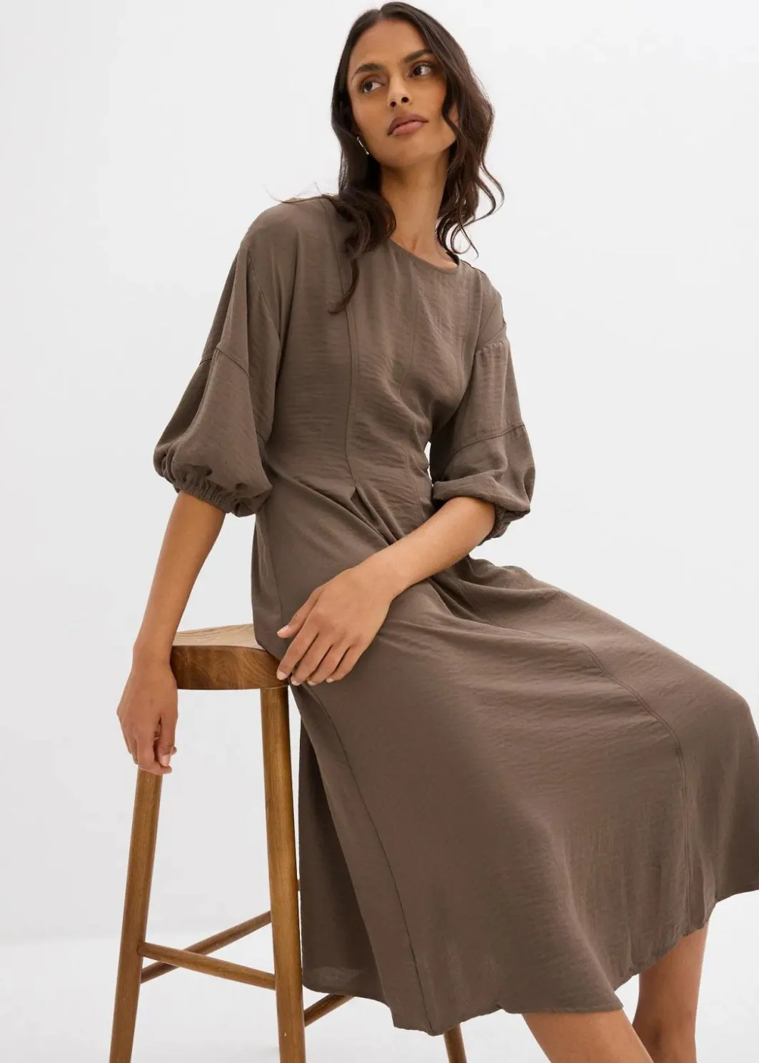 Damen bonprix Kleider|Bekleidung·Pullover & Strickjacken|Kleid aus Crinkleware