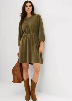 Sale Kleid aus Jersey-Cord Damen Bekleidung·Pullover & Strickjacken|Kleider