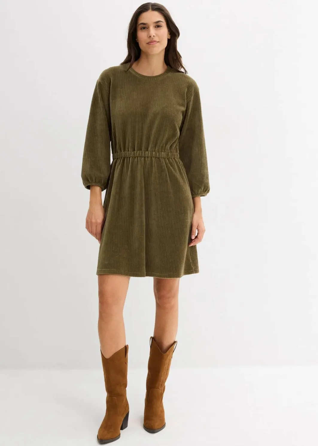 Sale Kleid aus Jersey-Cord Damen Bekleidung·Pullover & Strickjacken|Kleider