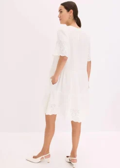 Damen bonprix Bekleidung·Pullover & Strickjacken|Kleider|Kleid aus Musselin mit Lochstickerei