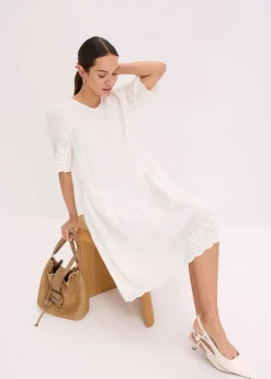 Damen bonprix Bekleidung·Pullover & Strickjacken|Kleider|Kleid aus Musselin mit Lochstickerei