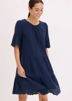 Sale Kleid aus Musselin mit Lochstickerei Damen Kleider|Bekleidung·Pullover & Strickjacken