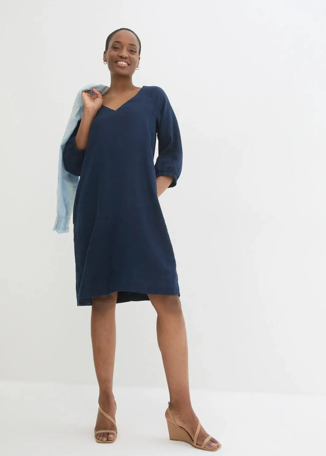 Damen bonprix Bekleidung·Pullover & Strickjacken|Premium|Kleid aus reinem Leinen, 3/4 Arm