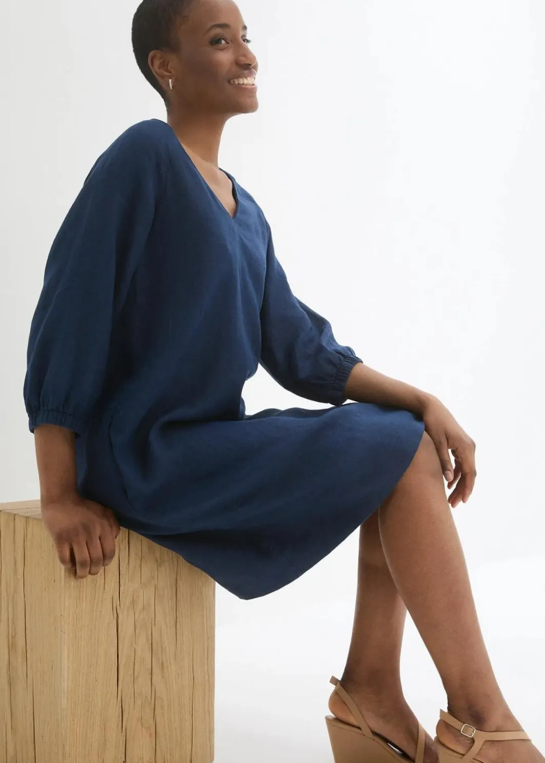 Damen bonprix Bekleidung·Pullover & Strickjacken|Premium|Kleid aus reinem Leinen, 3/4 Arm