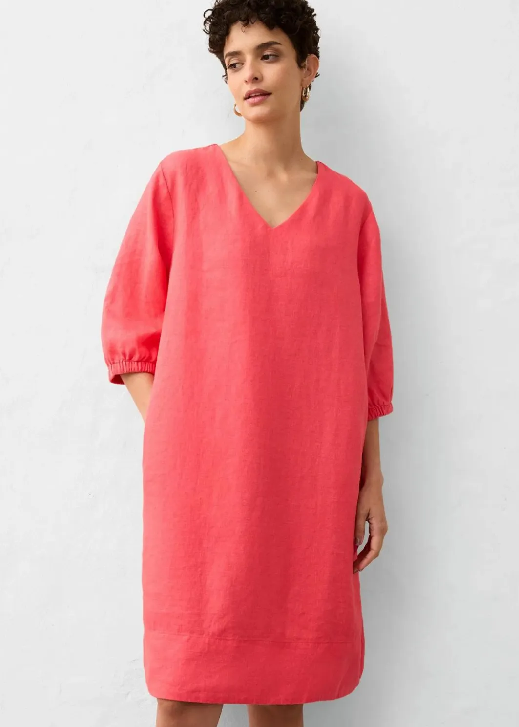 Sale Kleid aus reinem Leinen, 3/4 Arm Damen Nachhaltigere Materialien|Kleider