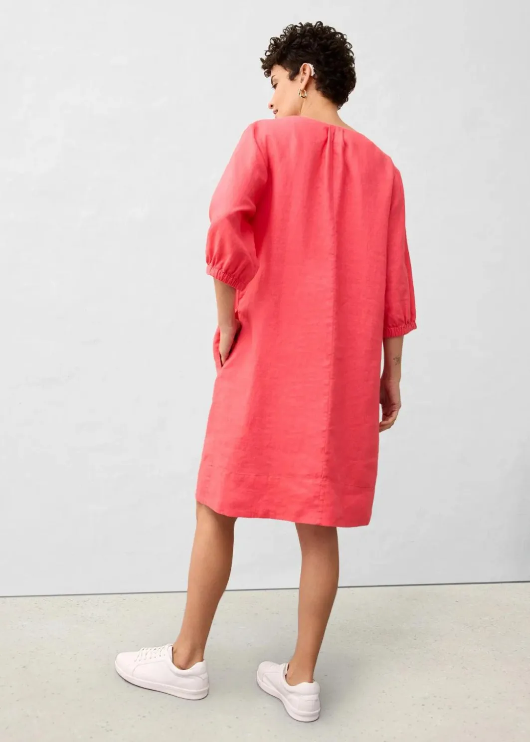 Sale Kleid aus reinem Leinen, 3/4 Arm Damen Nachhaltigere Materialien|Kleider
