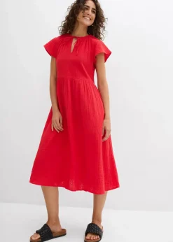 Outlet Kleid aus weichem Musselin Damen Bekleidung·Pullover & Strickjacken|Kleider