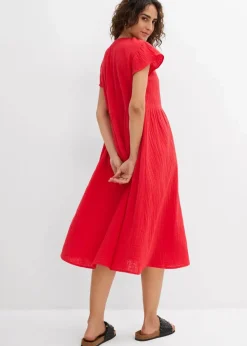 Outlet Kleid aus weichem Musselin Damen Bekleidung·Pullover & Strickjacken|Kleider