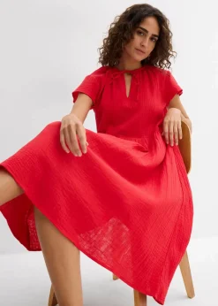 Outlet Kleid aus weichem Musselin Damen Bekleidung·Pullover & Strickjacken|Kleider