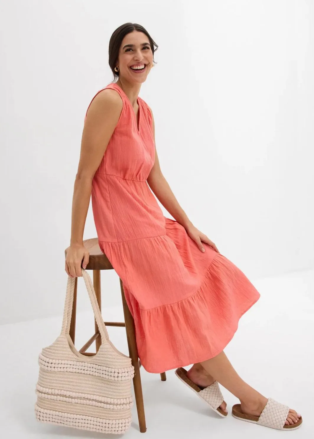 Clearance Kleid aus weichem Musselin Damen Kleider|Bekleidung·Pullover & Strickjacken