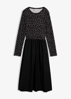 Damen bonprix Bekleidung·Pullover & Strickjacken|Kleider|Kleid im Materialmix aus reiner Baumwolle
