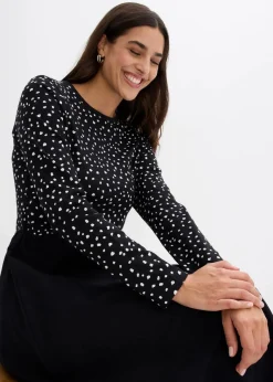 Damen bonprix Bekleidung·Pullover & Strickjacken|Kleider|Kleid im Materialmix aus reiner Baumwolle