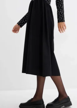 Damen bonprix Bekleidung·Pullover & Strickjacken|Kleider|Kleid im Materialmix aus reiner Baumwolle