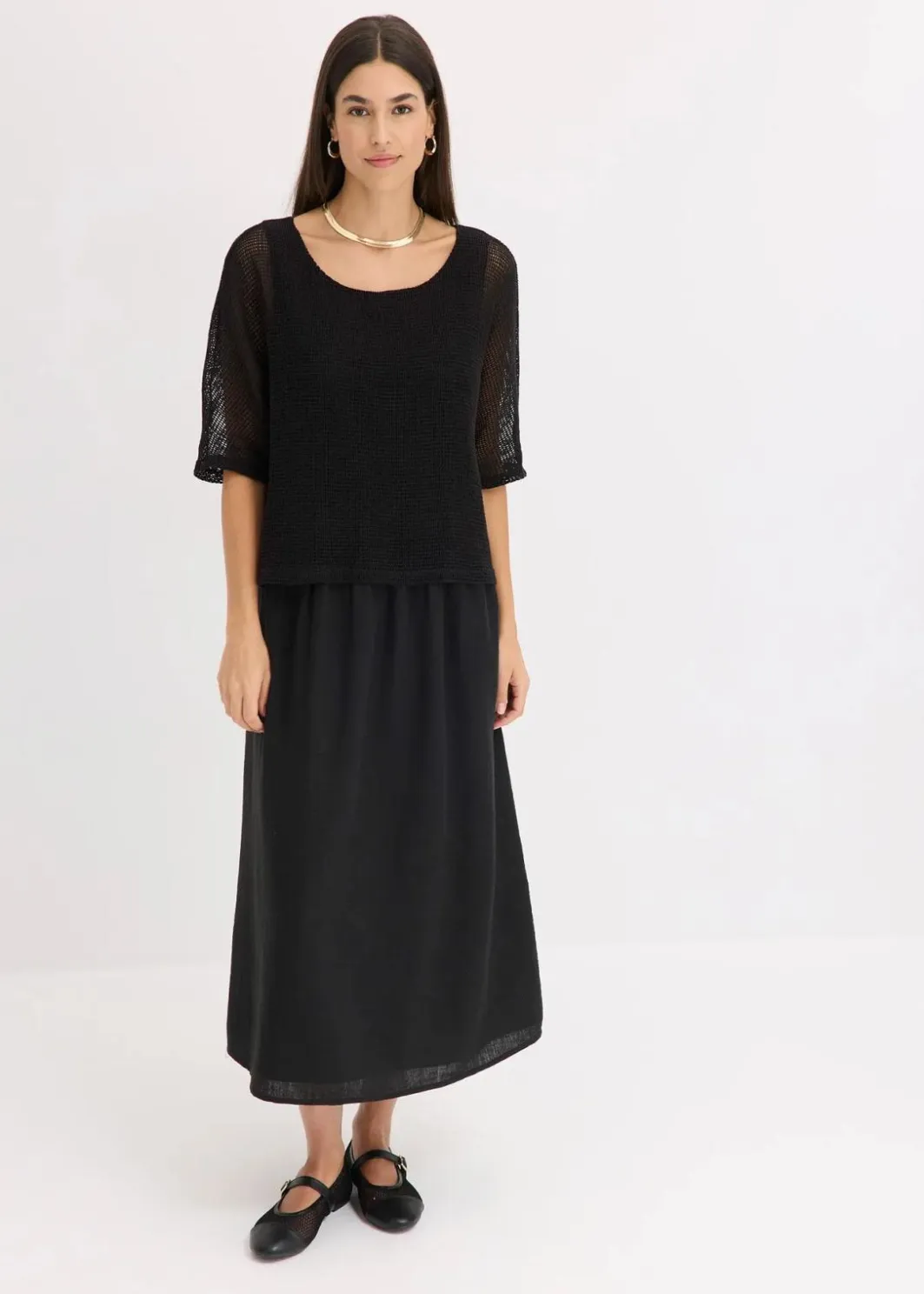 Clearance Kleid in 2 in 1 Optik Damen Kleider|Bekleidung·Pullover & Strickjacken