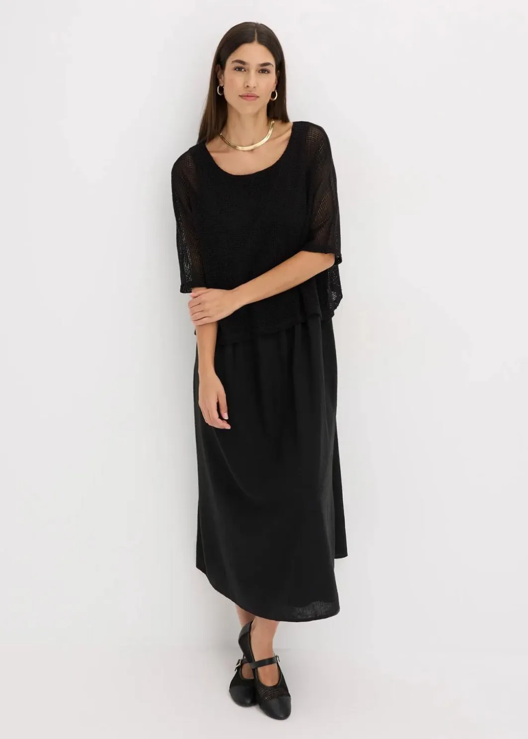 Clearance Kleid in 2 in 1 Optik Damen Kleider|Bekleidung·Pullover & Strickjacken