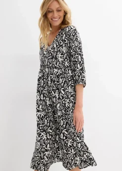 Kleid in Midilänge aus fließender Viskose Damen Kleider