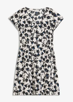 Damen bonprix Kleider|Kleid mit Flügelärmeln aus strukturiertem Material