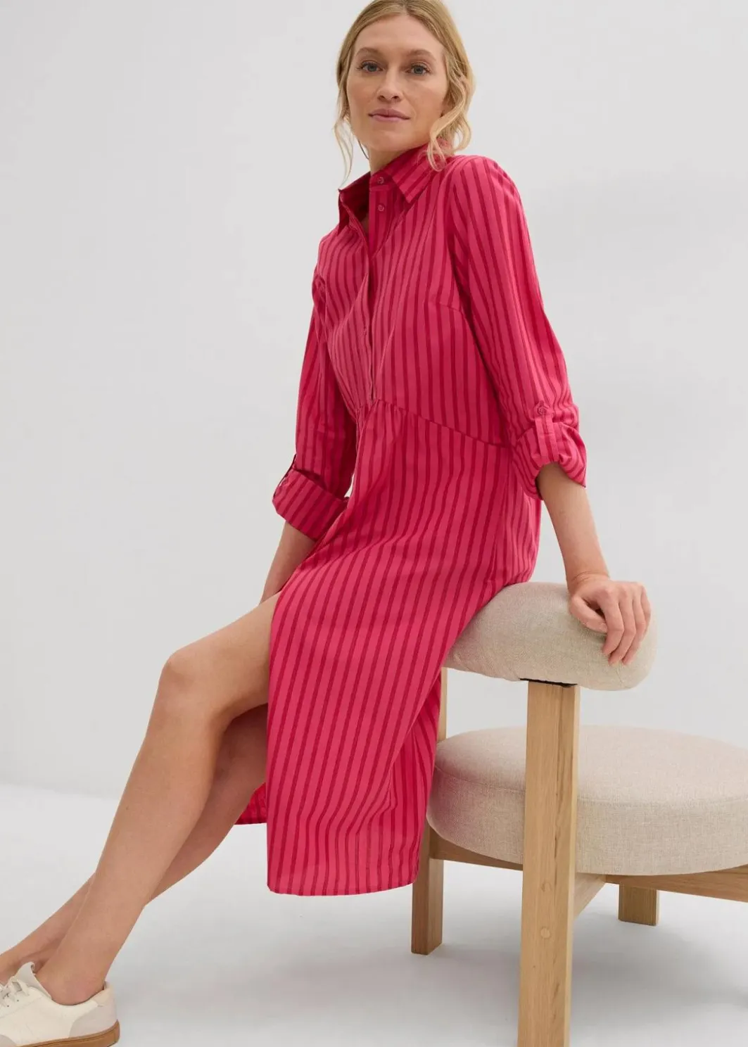 Best Kleid mit Hemdkragen aus reiner Baumwolle Damen Kleider|Bekleidung·Pullover & Strickjacken