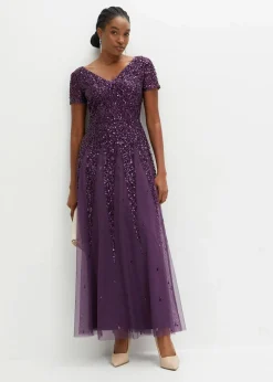Damen bonprix Kurzgrößen|Bekleidung·Pullover & Strickjacken|Kleid mit Pailletten
