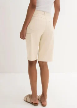 Damen bonprix Hosen|Shorts|Knielange Baumwoll-Bermuda mit Utility-Details