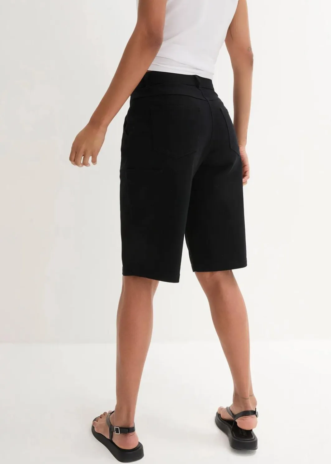 Damen bonprix Bekleidung·Outdoorbekleidung|Bekleidung·Kleider|Knielange Baumwoll-Bermuda mit Utility-Details