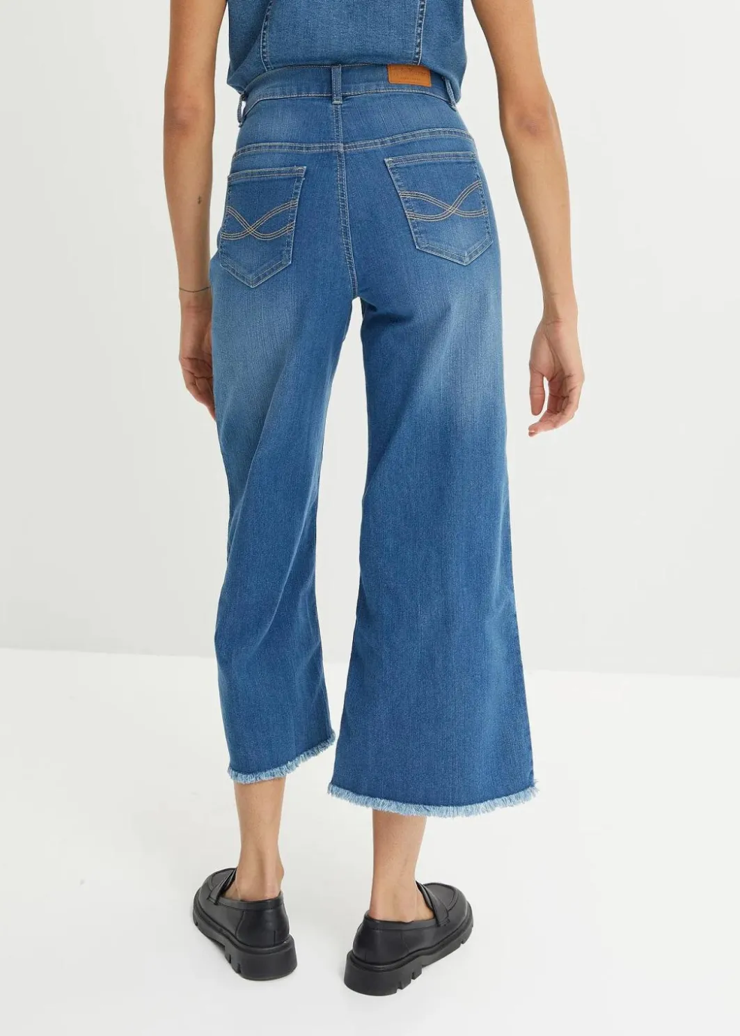 Damen bonprix Bekleidung·Shirts & Tops|Jeans|7/8-Komfort-Stretch-Jeans, Wide Fit