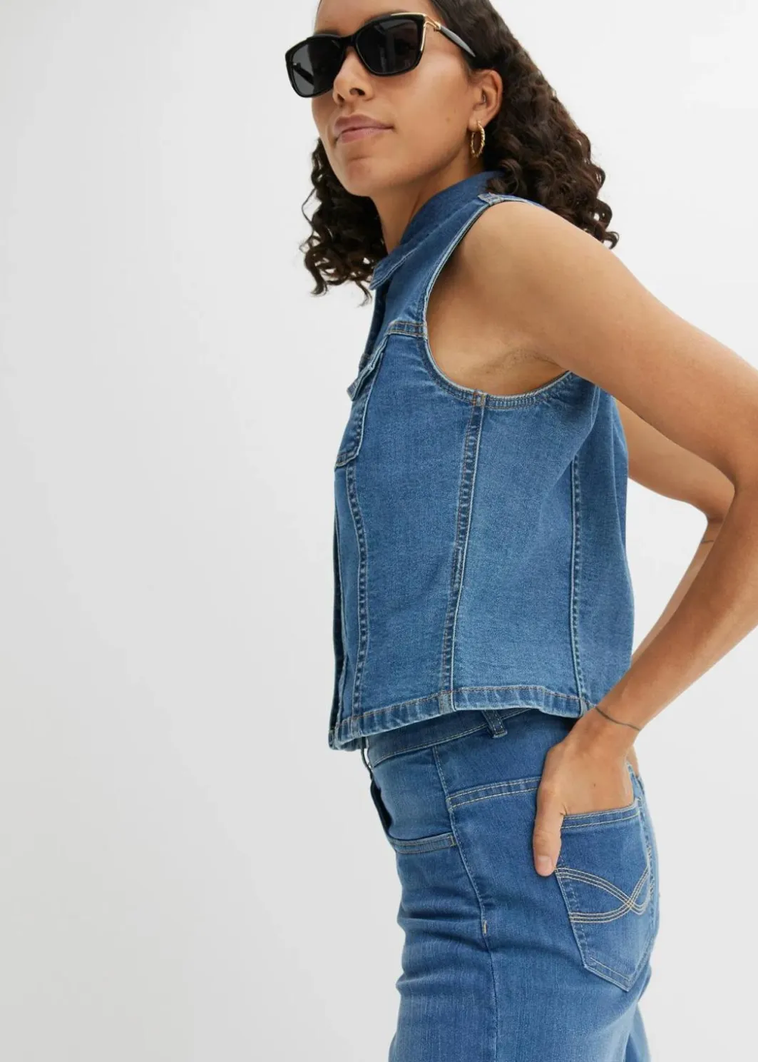 Damen bonprix Bekleidung·Shirts & Tops|Jeans|7/8-Komfort-Stretch-Jeans, Wide Fit