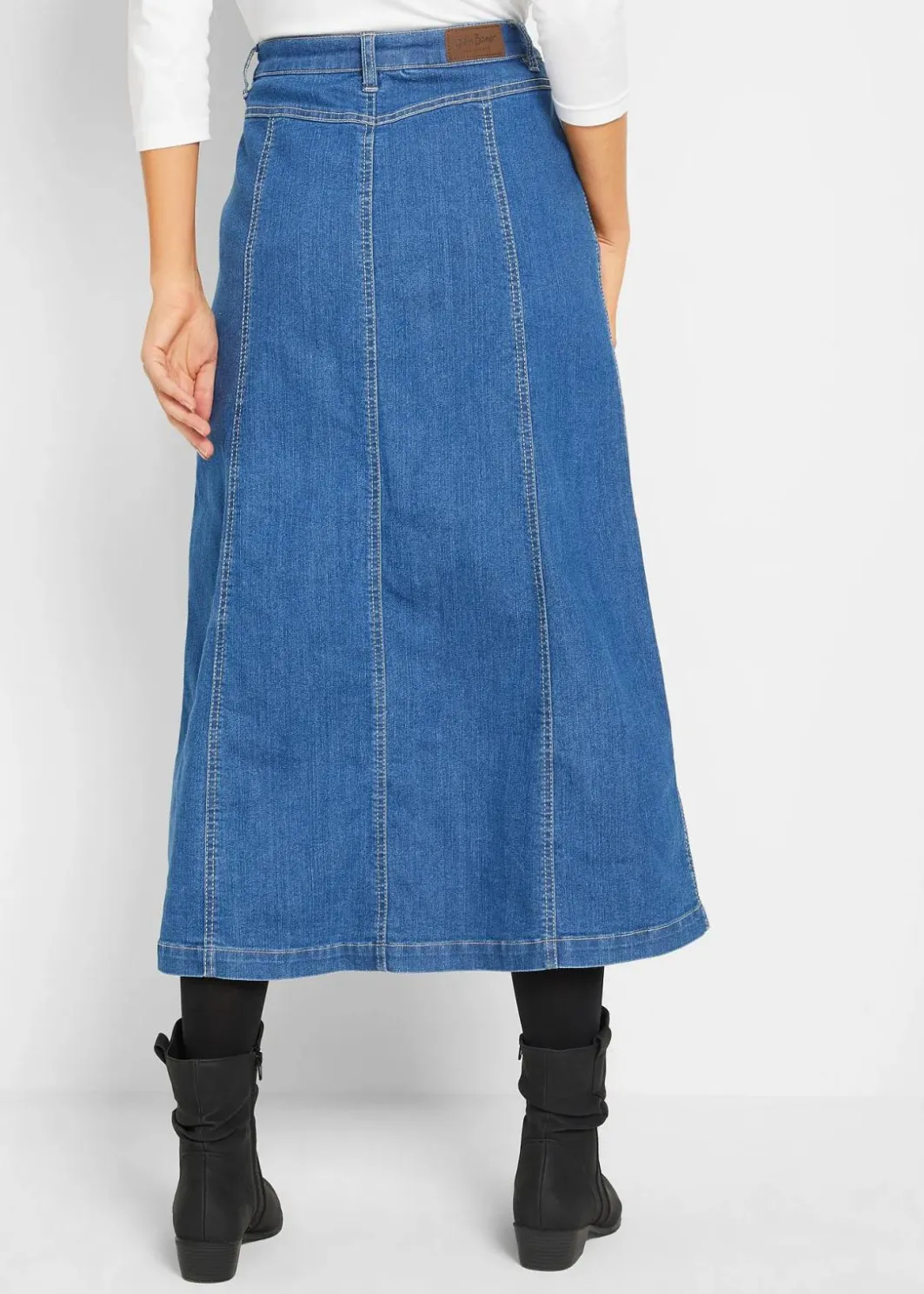 Damen bonprix Bekleidung·Sportbekleidung|Röcke|Komfort-Stretch-Jeansrock, Midi-Länge