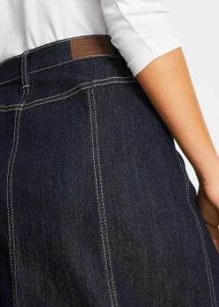 Hot Komfort-Stretch-Jeansrock, Midi-Länge Damen Röcke|Bekleidung·Sportbekleidung